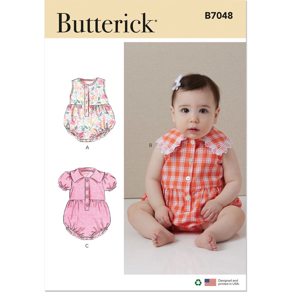 Butterick Pattern B7048 Babies Rompers 7048 Image 1 From Patternsandplains.com