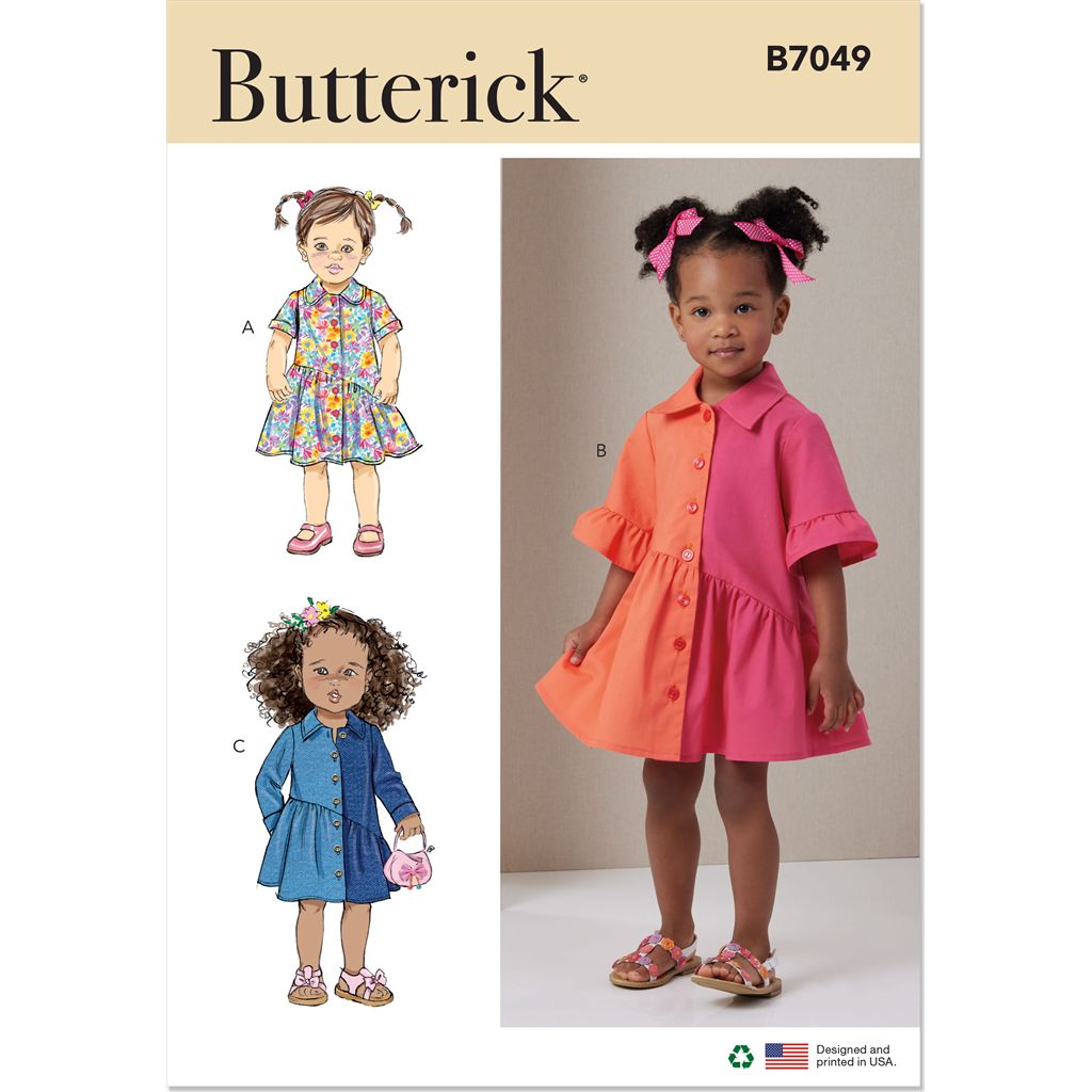 Butterick Pattern B7049 Toddlers Dress with Sleeve Variations 7049 Image 1 From Patternsandplains.com