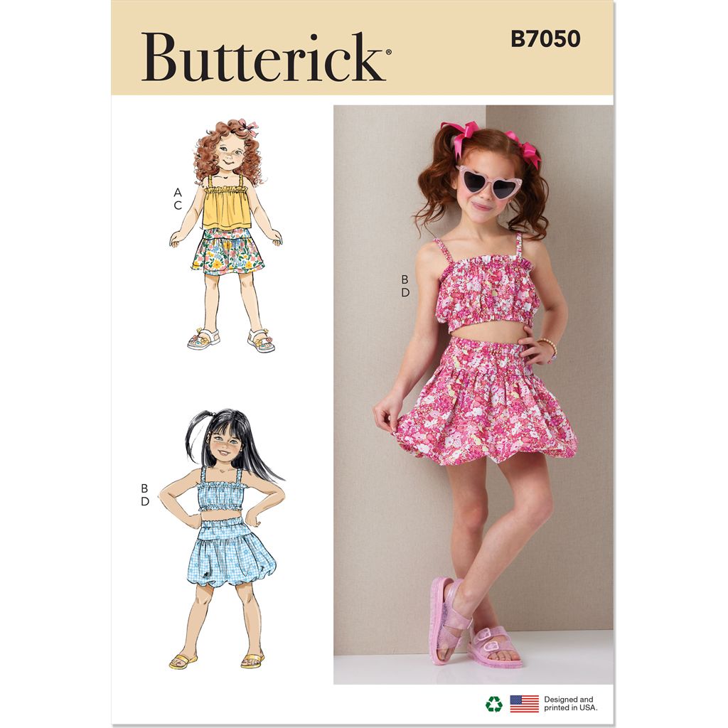 Butterick Pattern B7050 Childrens Tops and Skirts 7050 Image 1 From Patternsandplains.com