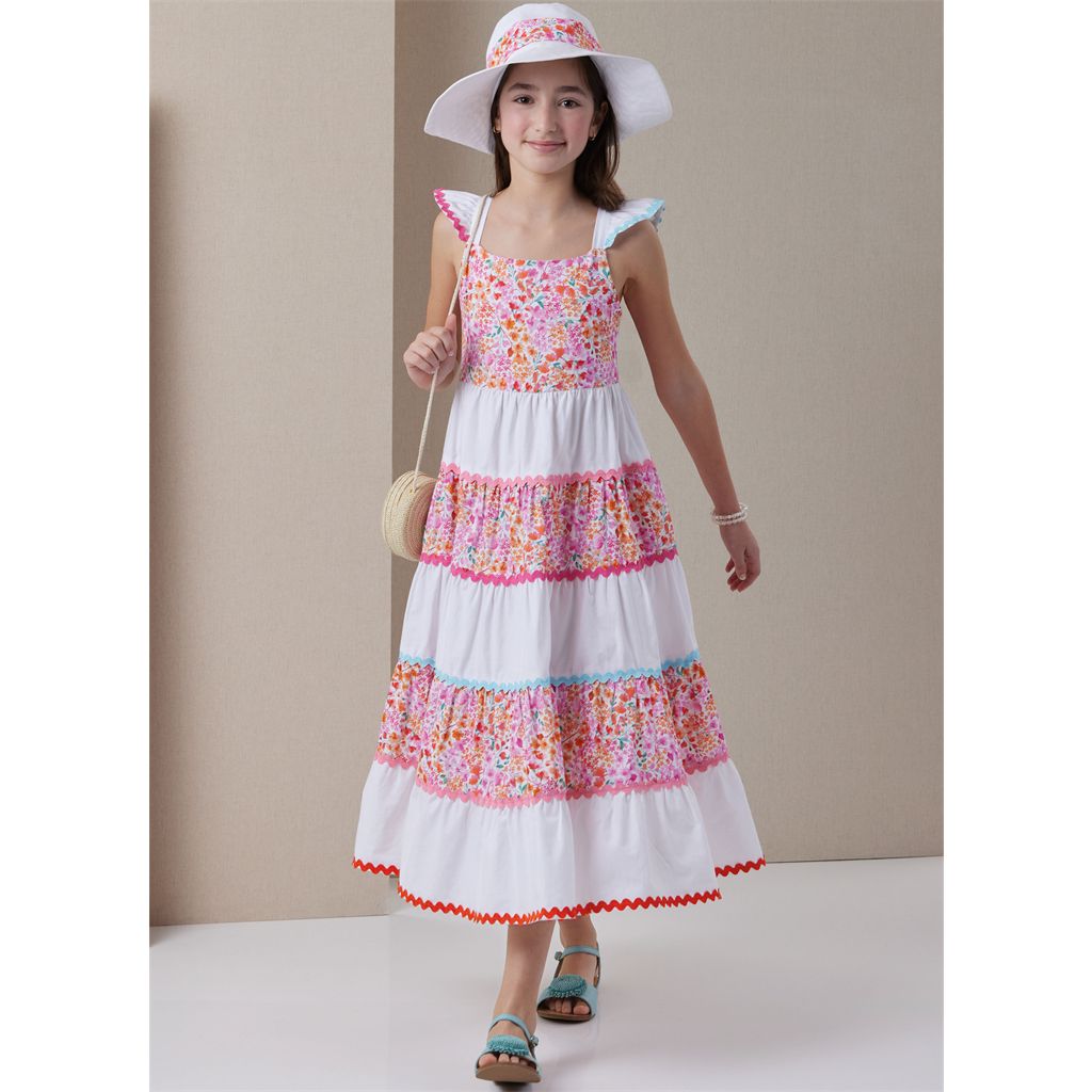 Butterick Pattern B7051 Girls Dress in Two Lengths and Hat in Three Sizes 7051 Image 2 From Patternsandplains.com