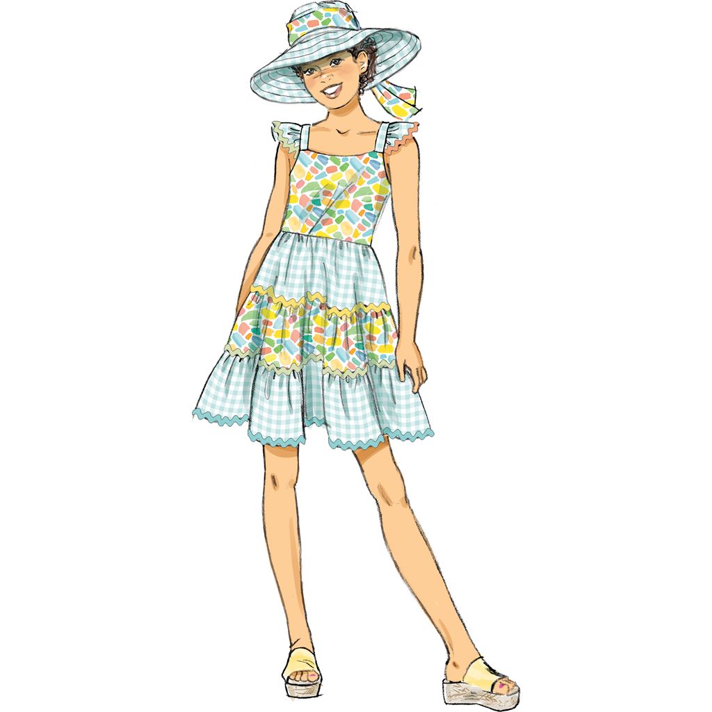 Butterick Pattern B7051 Girls Dress in Two Lengths and Hat in Three Sizes 7051 Image 3 From Patternsandplains.com