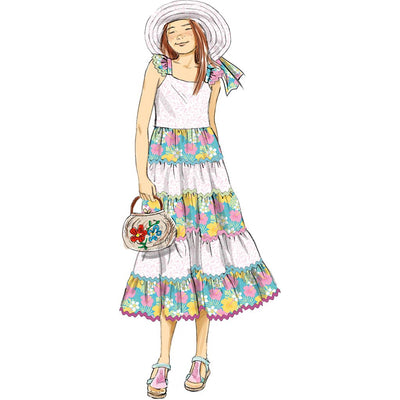 Butterick Pattern B7051 Girls Dress in Two Lengths and Hat in Three Sizes 7051 Image 4 From Patternsandplains.com