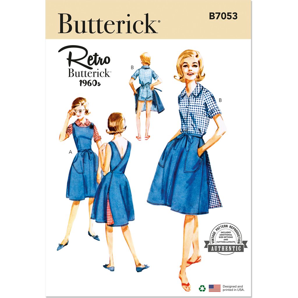 Butterick Pattern B7053 Misses Pinafore Skirt Shorts and Blouse 7053 Image 1 From Patternsandplains.com