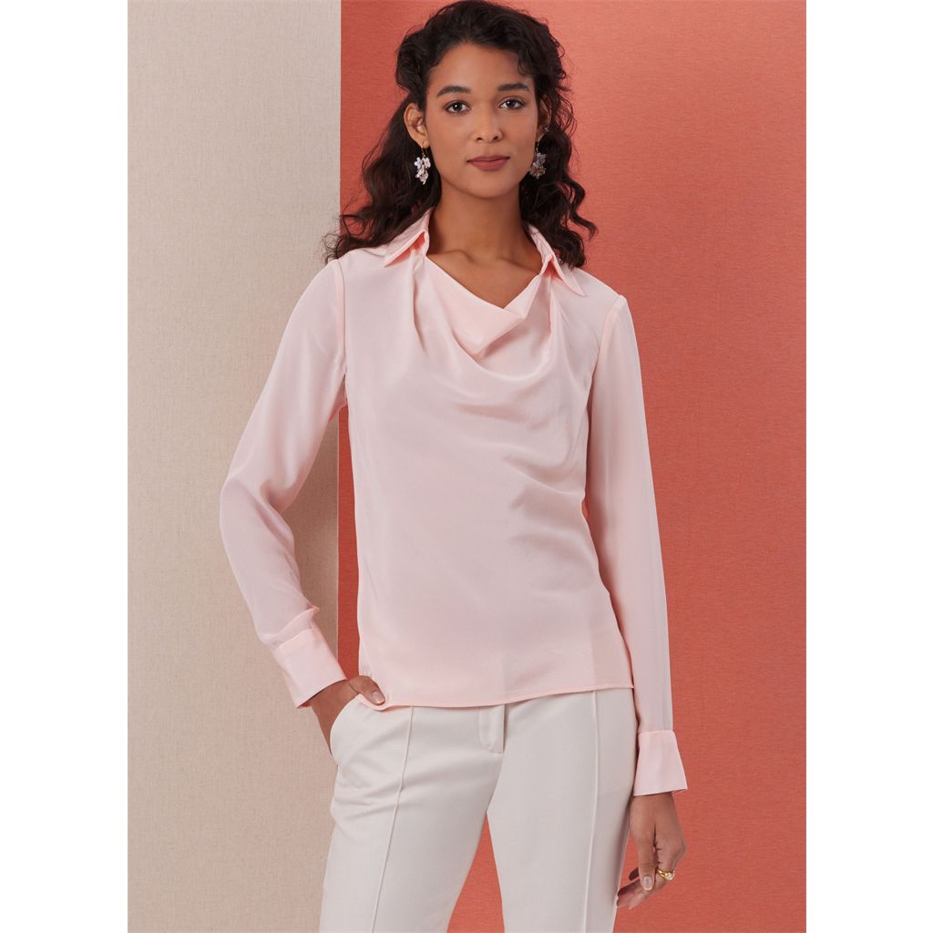 Butterick Pattern B7056 Misses Cowl Neck Blouse with Sleeve Variations 7056 Image 2 From Patternsandplains.com