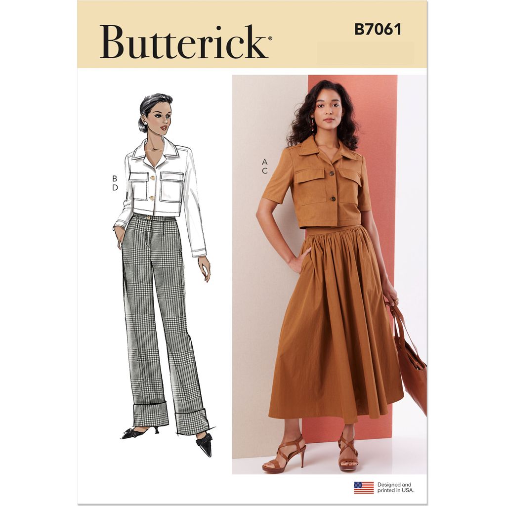 Butterick Pattern B7061 Misses and Miss Petite Jacket with Sleeve Variations Skirt and Pants 7061 Image 1 From Patternsandplains.com