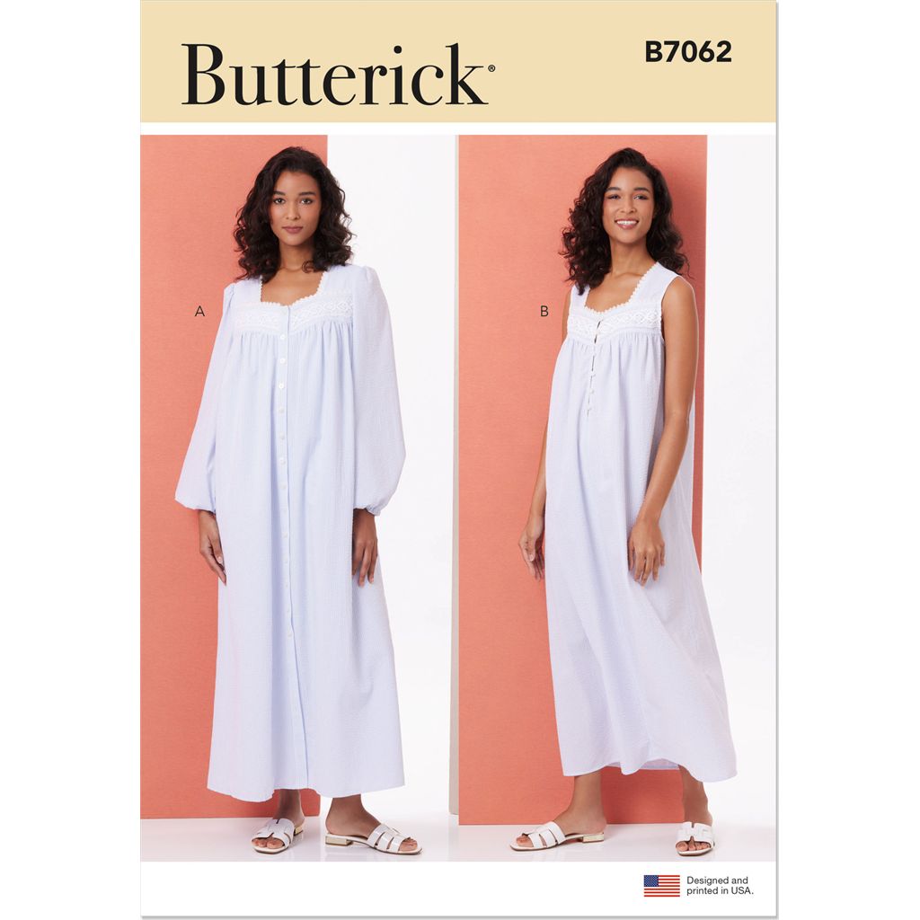 Butterick Pattern B7062 Misses Robe and Nightgown 7062 Image 1 From Patternsandplains.com