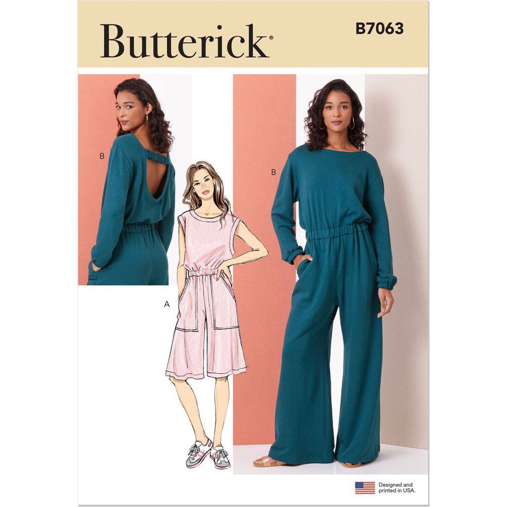 Butterick Pattern B7063 Misses Knit Jumpsuit with Length and Sleeve Variations 7063 Image 1 From Patternsandplains.com
