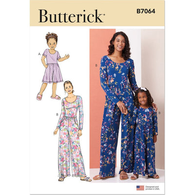 Butterick Pattern B7064 Childrens and Misses Knit Romper and Jumpsuit 7064 Image 1 From Patternsandplains.com