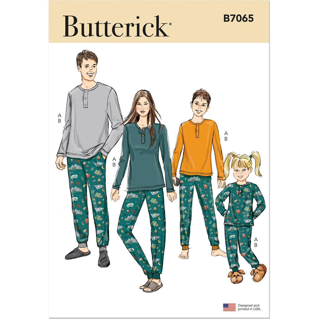 Butterick Pattern B7065 Girls and Boys and Adult Knit Tops and Joggers 7065 Image 1 From Patternsandplains.com