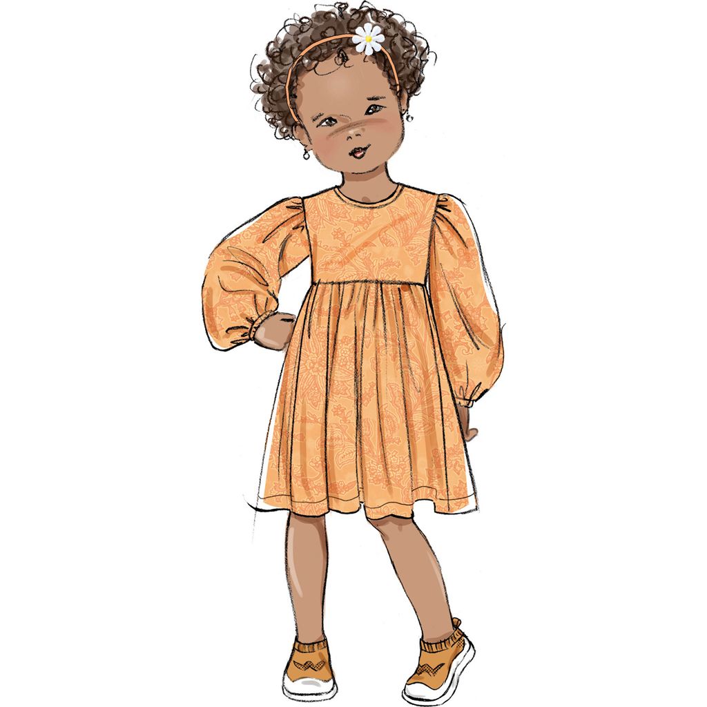 Butterick Pattern B7069 Childrens Gathered Dress with Sleeve Variations 7069 Image 3 From Patternsandplains.com