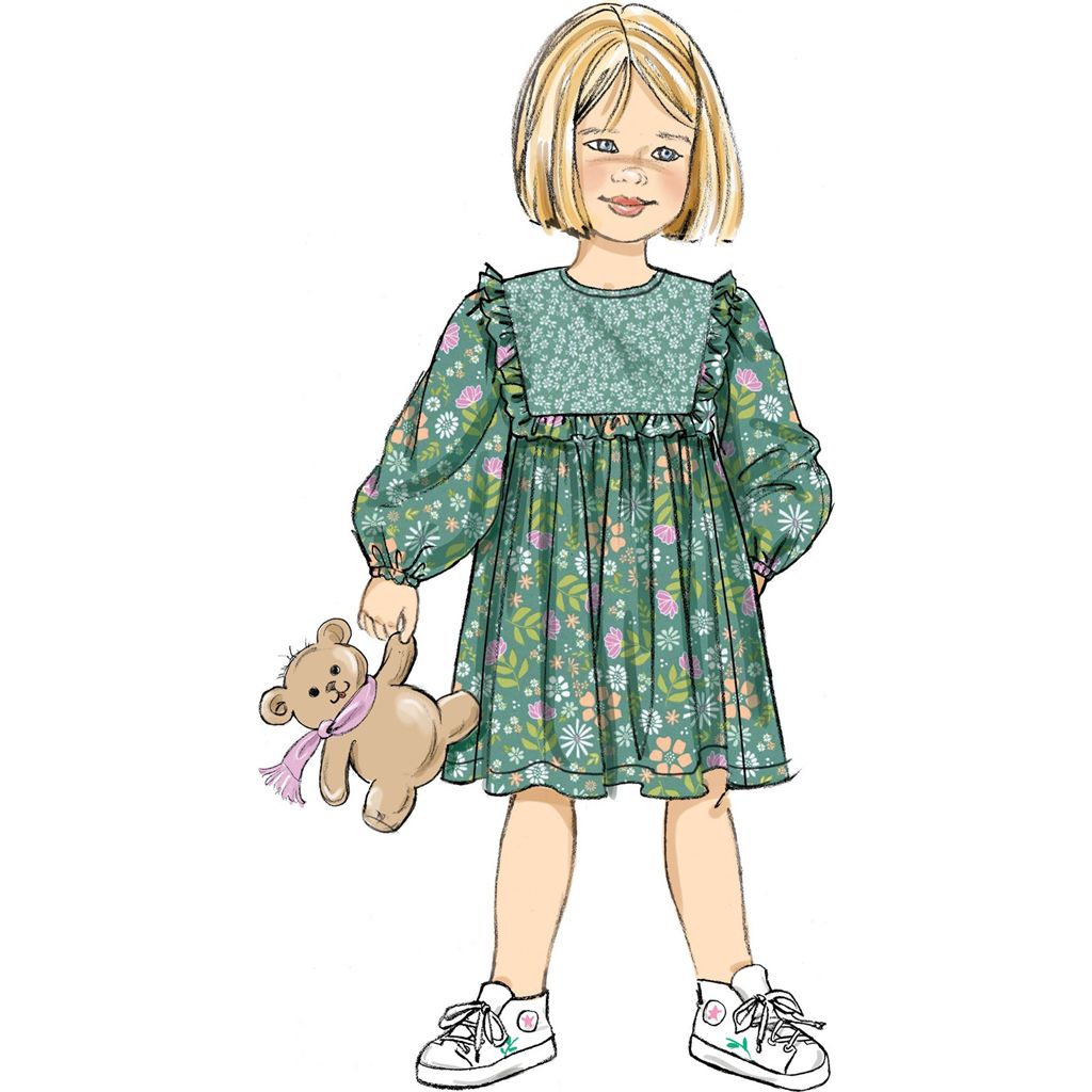 Butterick Pattern B7069 Childrens Gathered Dress with Sleeve Variations 7069 Image 4 From Patternsandplains.com