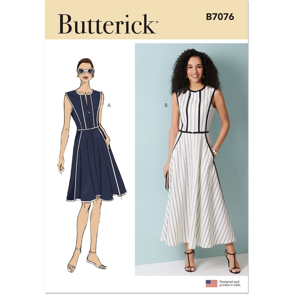 Butterick Pattern B7076 Misses and Womens Fit and Flare Dress in Two Lengths 7076 Image 1 From Patternsandplains.com
