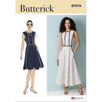 Butterick Pattern B7076 Misses and Womens Fit and Flare Dress in Two Lengths 7076 Image 1 From Patternsandplains.com