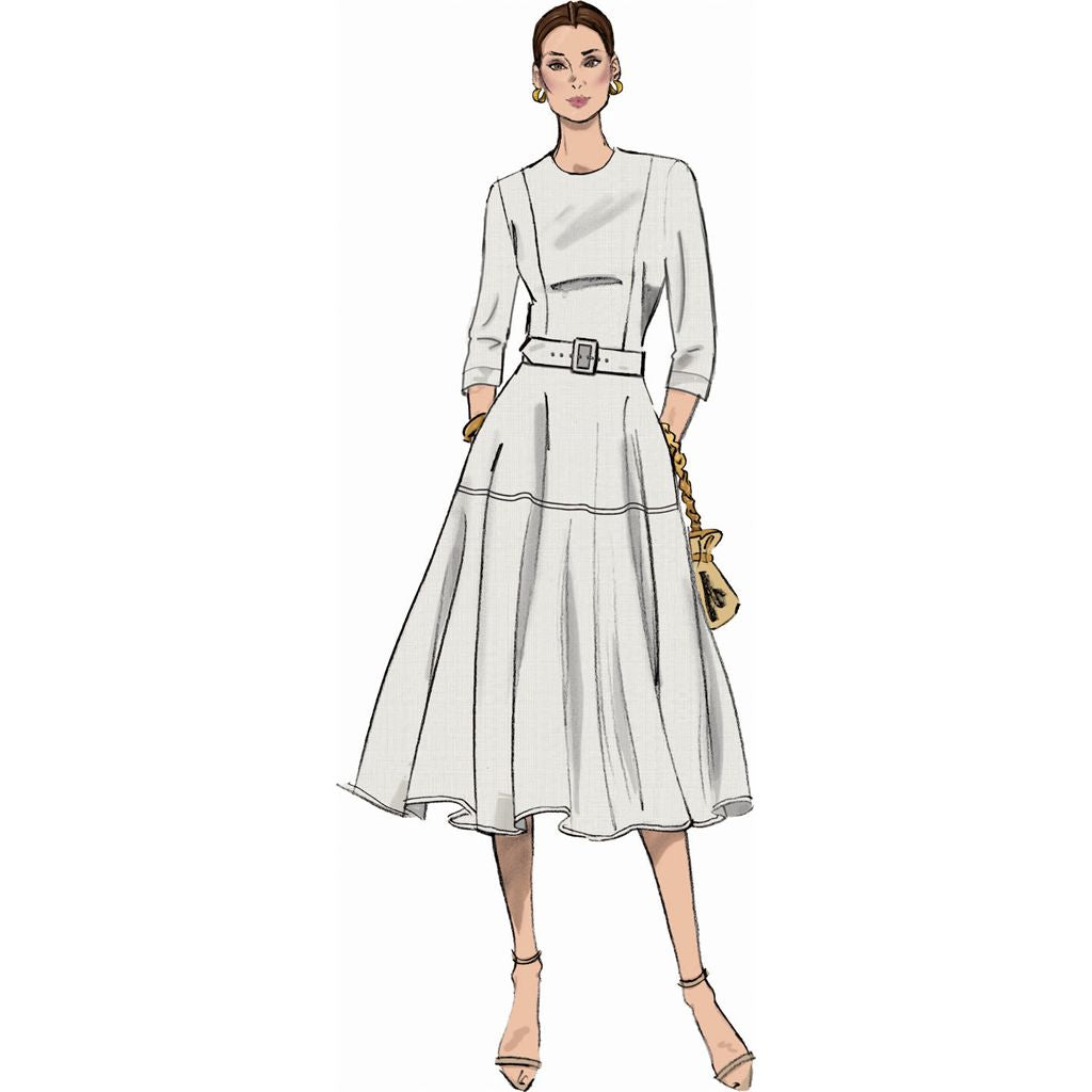 Butterick Pattern B7077 Misses Fit and Flare Dress with Belt 7077 Image 3 From Patternsandplains.com