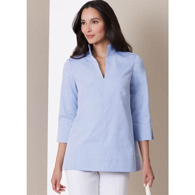 Butterick Pattern B7080 Misses Stand Collar Blouse with Sleeve Variations 7080 Image 2 From Patternsandplains.com