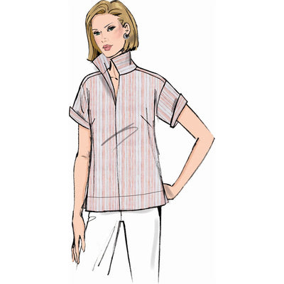 Butterick Pattern B7080 Misses Stand Collar Blouse with Sleeve Variations 7080 Image 3 From Patternsandplains.com