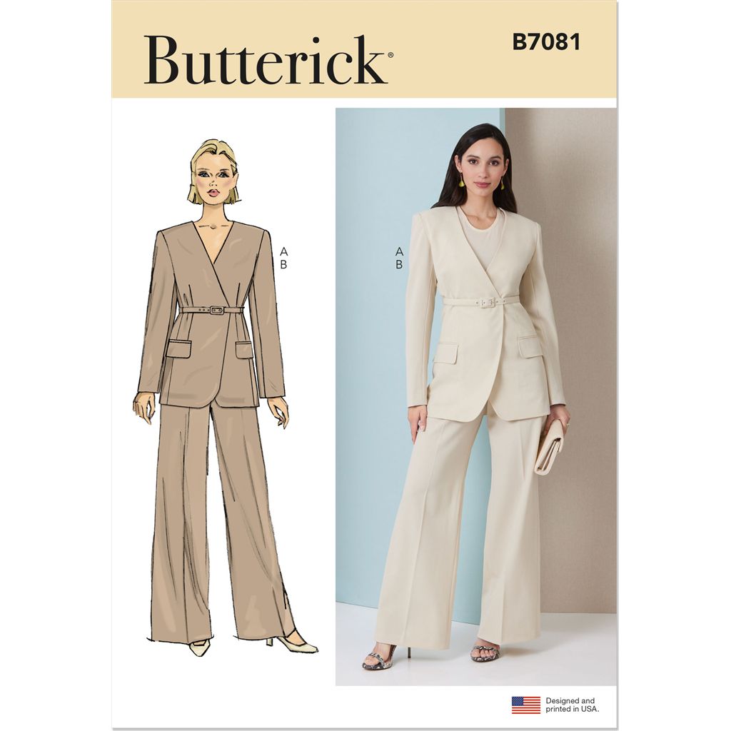 Butterick Pattern B7081 Misses Jacket with Belt and Pants 7081 Image 1 From Patternsandplains.com