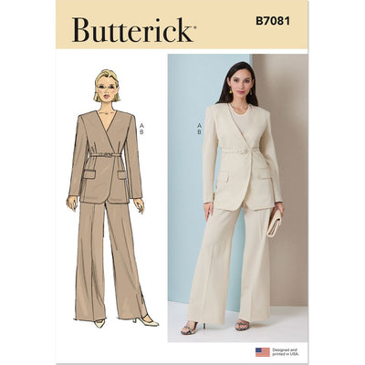Butterick Pattern B7081 Misses Jacket with Belt and Pants 7081 Image 1 From Patternsandplains.com