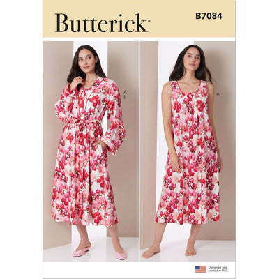 Butterick Pattern B7084 Misses Nightgown and Robe with Tie Belt 7084 Image 1 From Patternsandplains.com