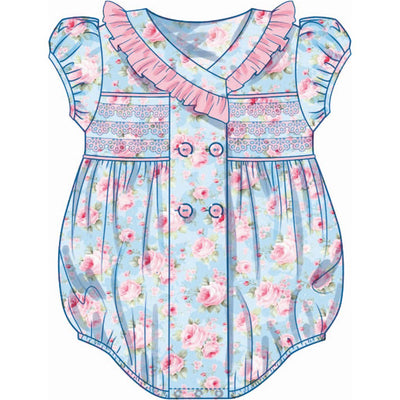 Butterick Pattern B7085 Babies Romper with Sleeve Variations and Bonnet in sizes S M L 7085 Image 2 From Patternsandplains.com