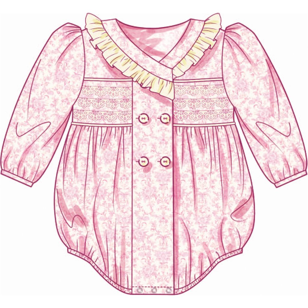 Butterick Pattern B7085 Babies Romper with Sleeve Variations and Bonnet in sizes S M L 7085 Image 3 From Patternsandplains.com