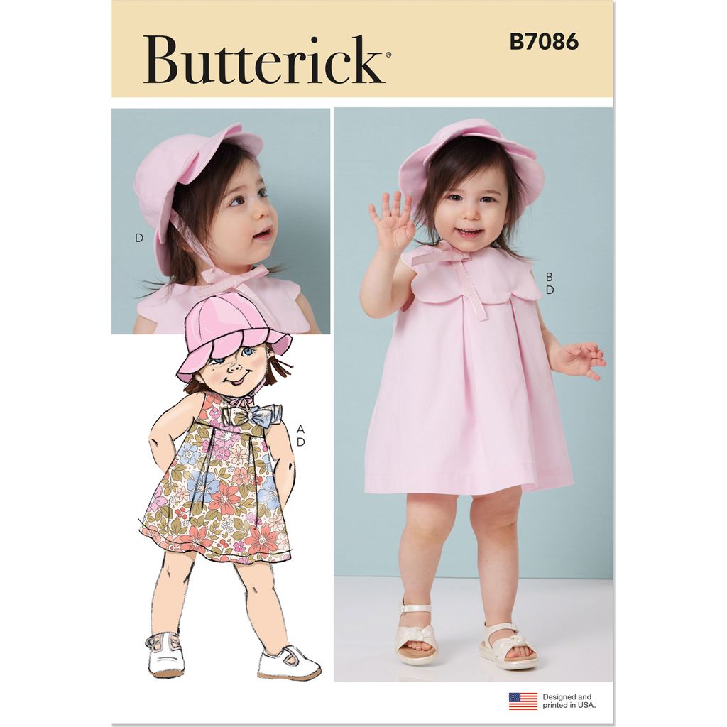 Butterick Pattern B7086 Toddlers Dresses Panties and Hat 7086 Image 1 From Patternsandplains.com