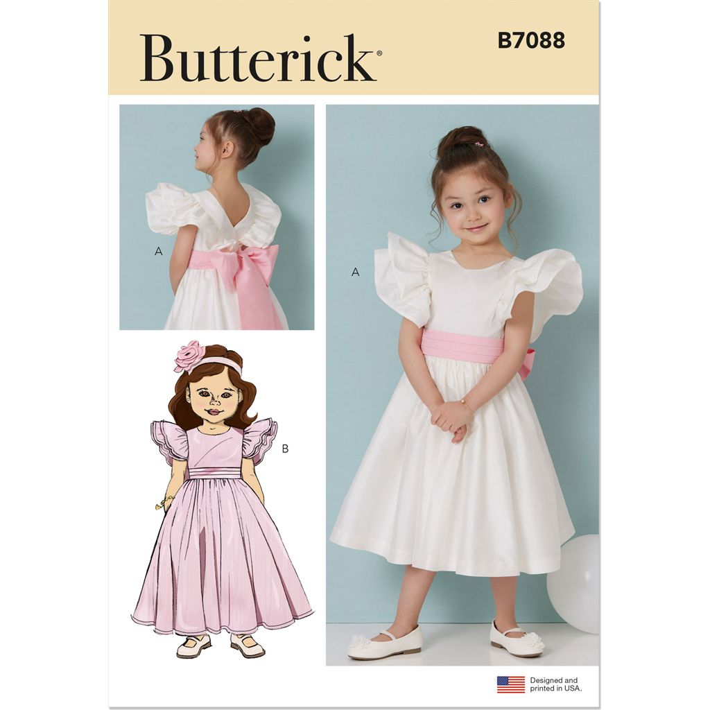 Butterick Pattern B7088 Childrens Dress in Two Lengths and Tie Belt 7088 Image 1 From Patternsandplains.com