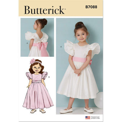 Butterick Pattern B7088 Childrens Dress in Two Lengths and Tie Belt 7088 Image 1 From Patternsandplains.com