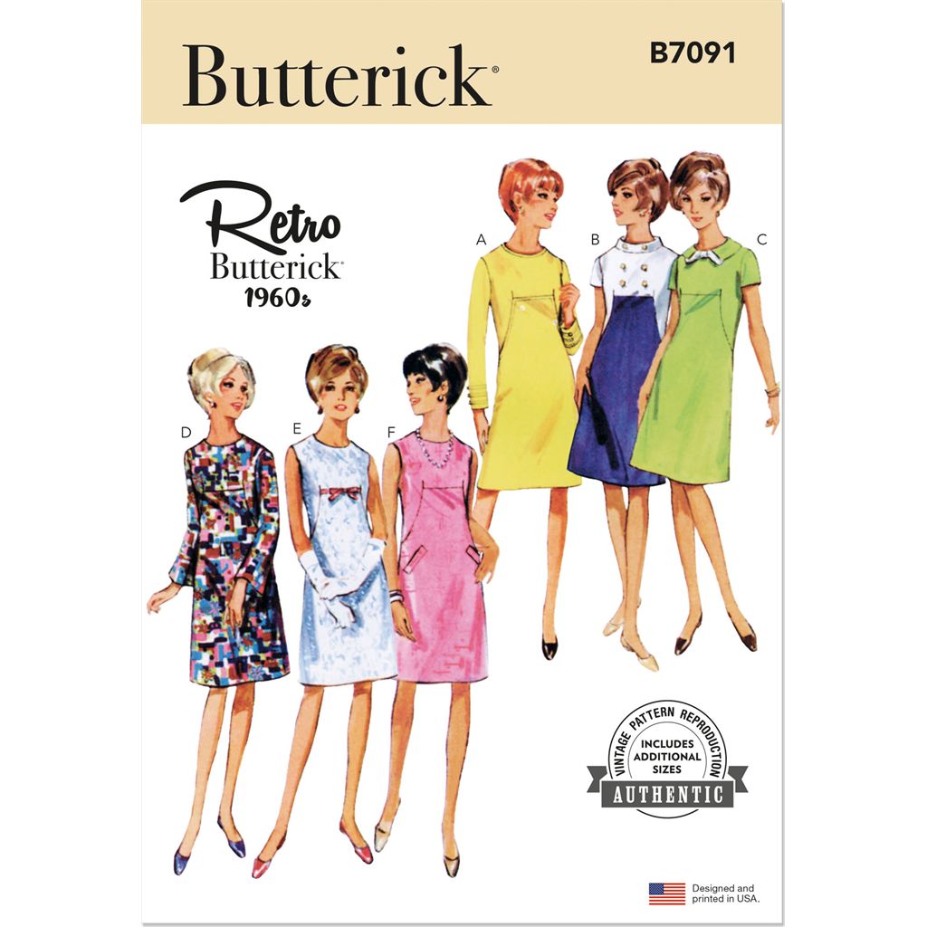 Butterick Pattern B7091 1960s Misses One Piece Dress 7091 Image 1 From Patternsandplains.com