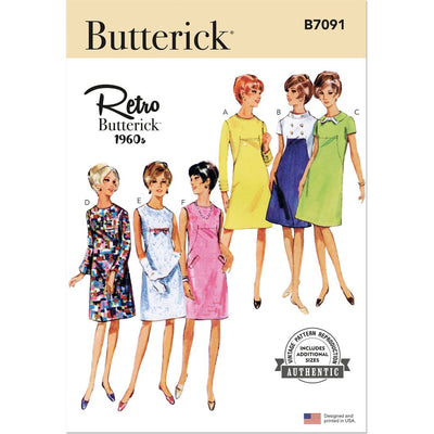 Butterick Pattern B7091 1960s Misses One Piece Dress 7091 Image 1 From Patternsandplains.com