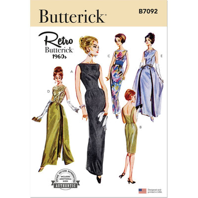Butterick Pattern B7092 1960s Misses Evening Dresses 7092 Image 1 From Patternsandplains.com