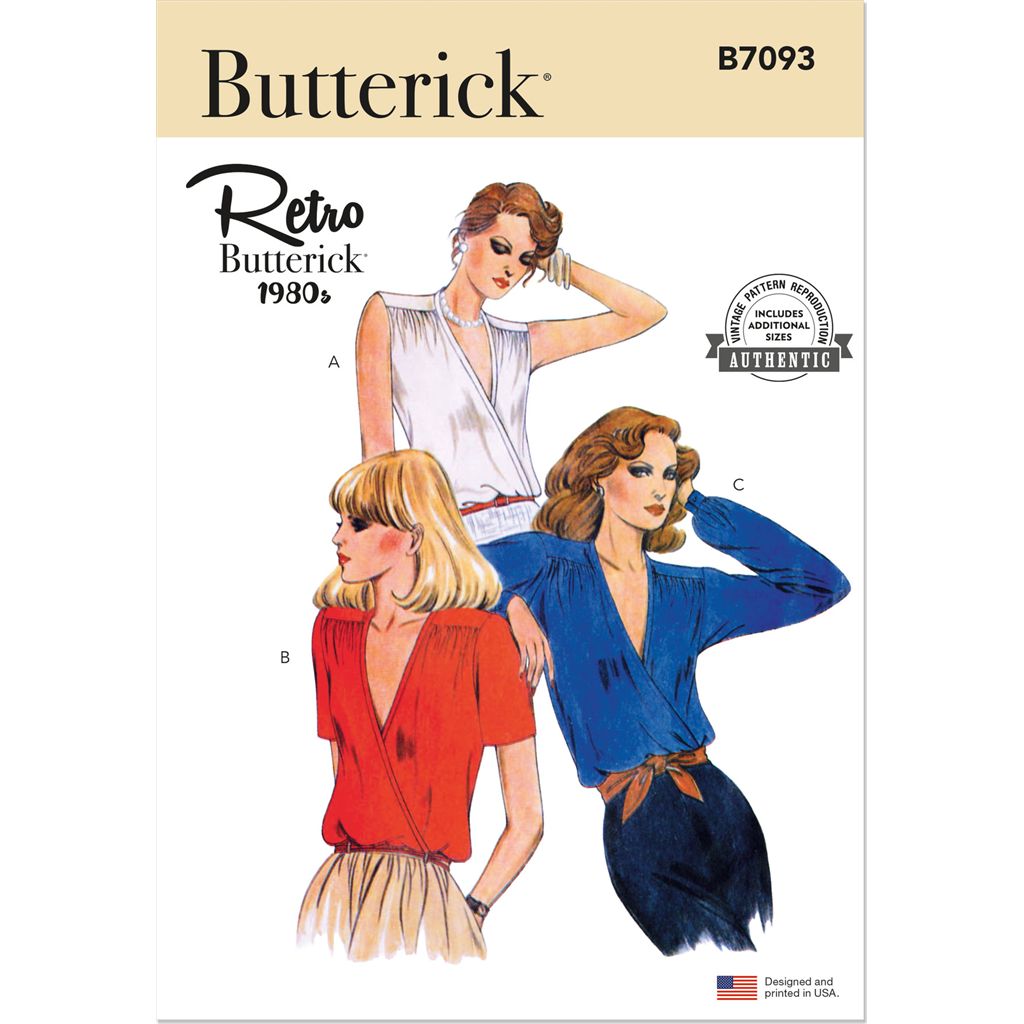 Butterick Pattern B7093 1980s Misses Blouse 7093 Image 1 From Patternsandplains.com