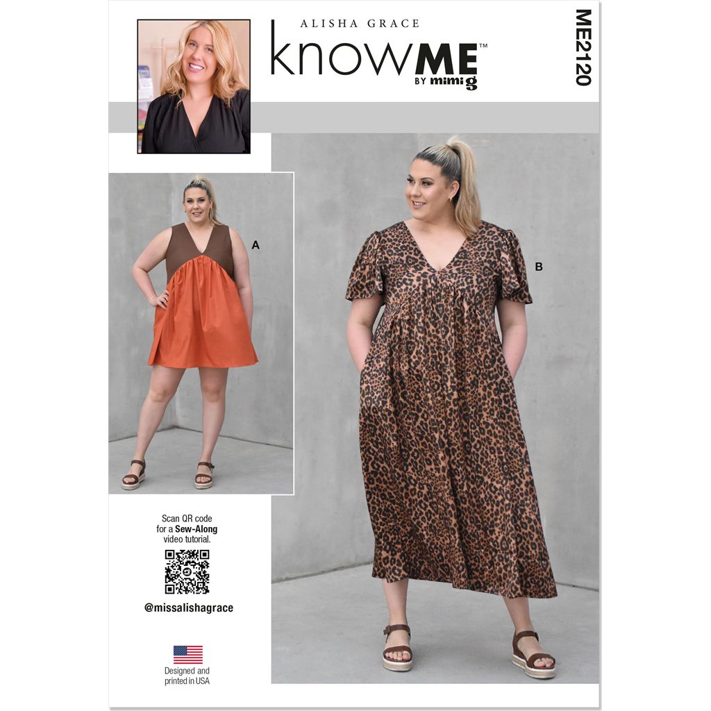 Know Me Pattern ME2120 Misses Dress with Sleeve and Length Variations by Alisha Grace 2120 Image 1 From Patternsandplains.com