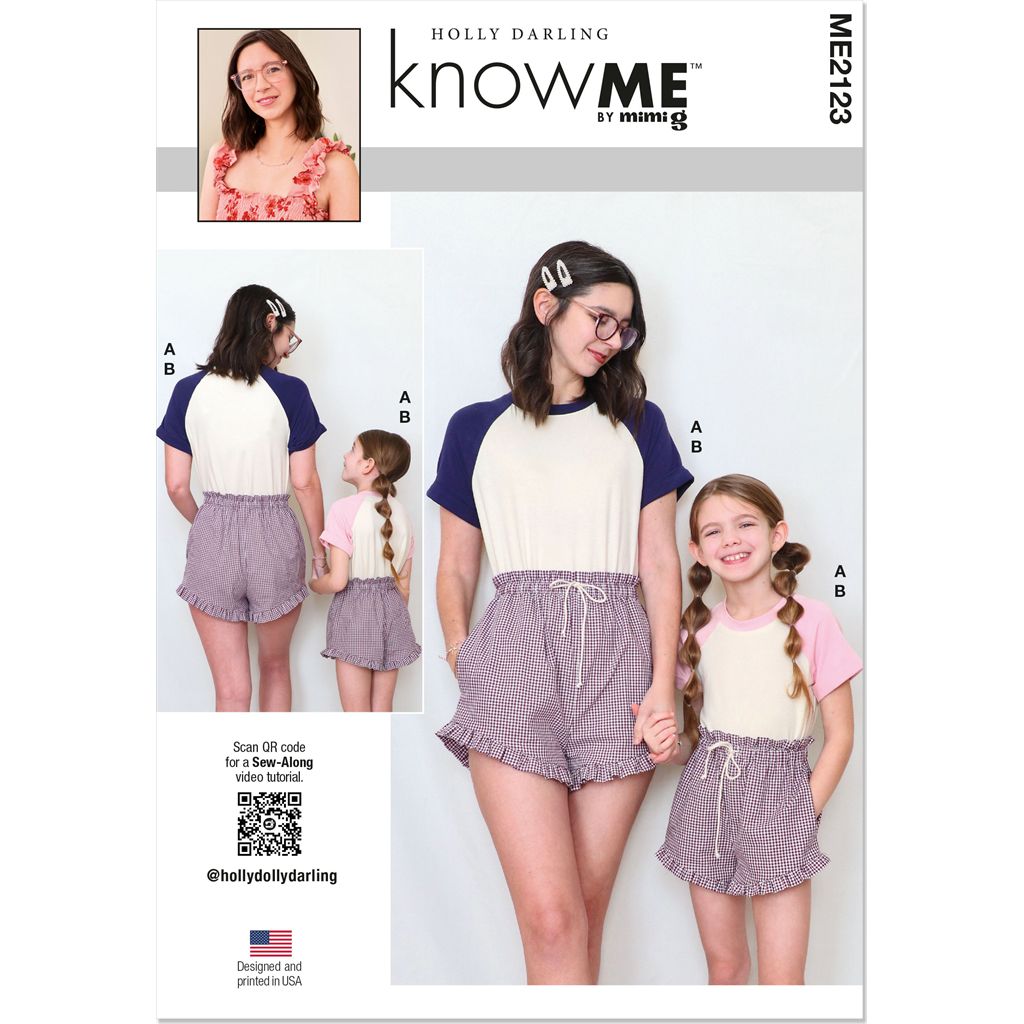 Know Me Pattern ME2123 Girls and Misses T Shirt and Shorts by Holly Darling 2123 Image 1 From Patternsandplains.com