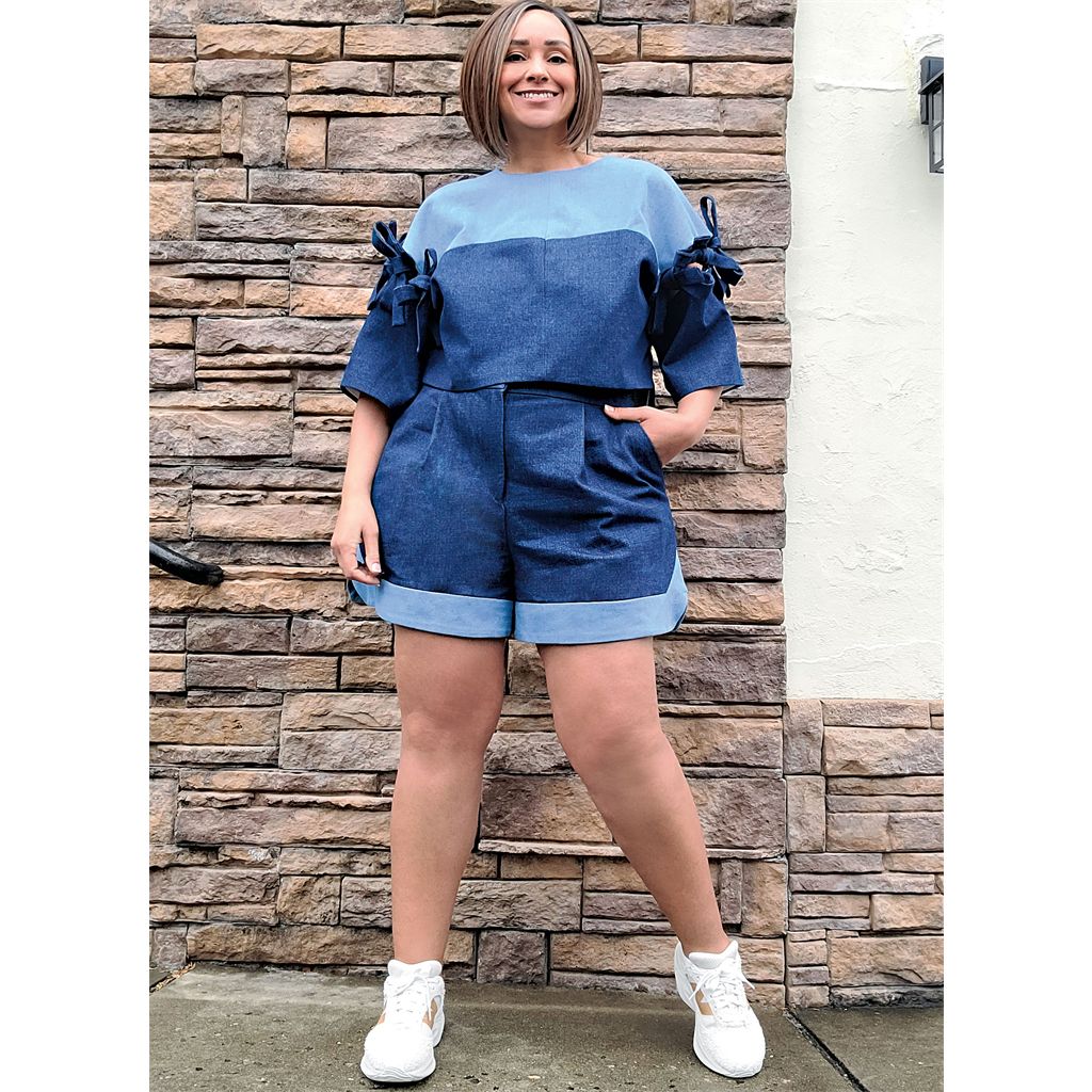 Know Me Pattern ME2127 Misses and Womens Top with Detachable Sleeves and Shorts by Keechii B Style 2127 Image 3 From Patternsandplains.com