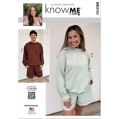 Know Me Pattern ME2131 Unisex Knit Sweatshirts and Shorts by Alissah Threads 2131 Image 1 From Patternsandplains.com