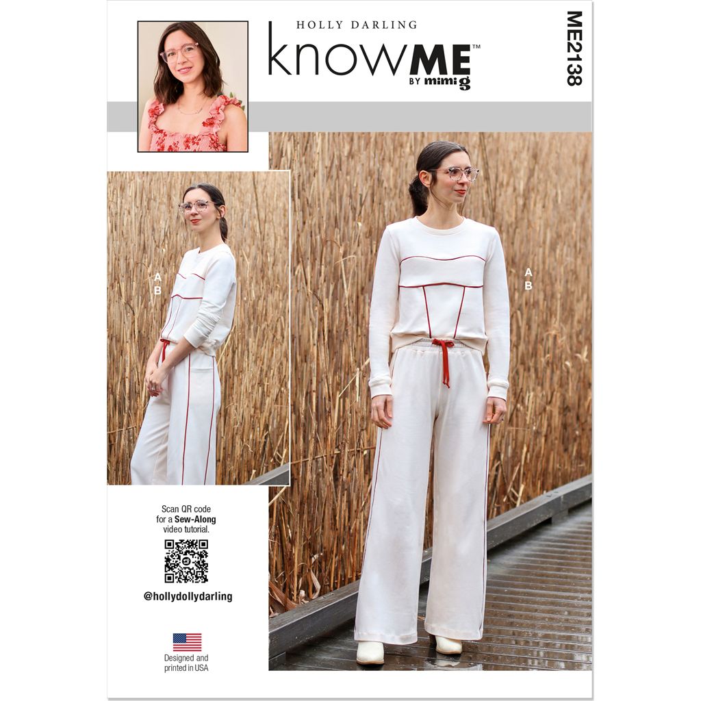 Know Me Pattern ME2138 Misses Sweatsuit Top and Pants by Holly Darling 2138 Image 1 From Patternsandplains.com