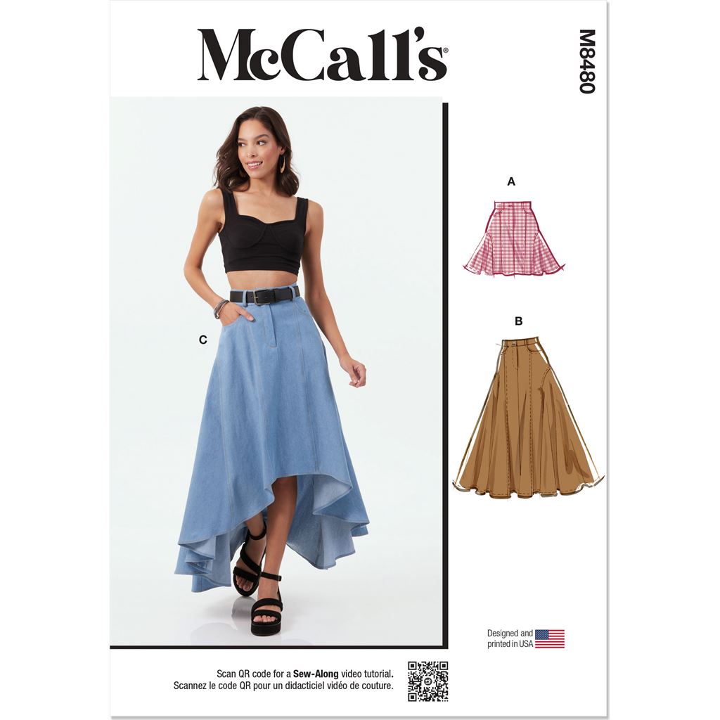 McCall's Pattern M8480 Misses Skirt in Three Lengths 8480 Image 1 From Patternsandplains.com