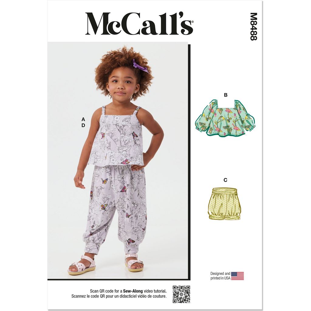 McCall's Pattern M8488 Toddlers Knit Tops Shorts and Pants 8488 Image 1 From Patternsandplains.com