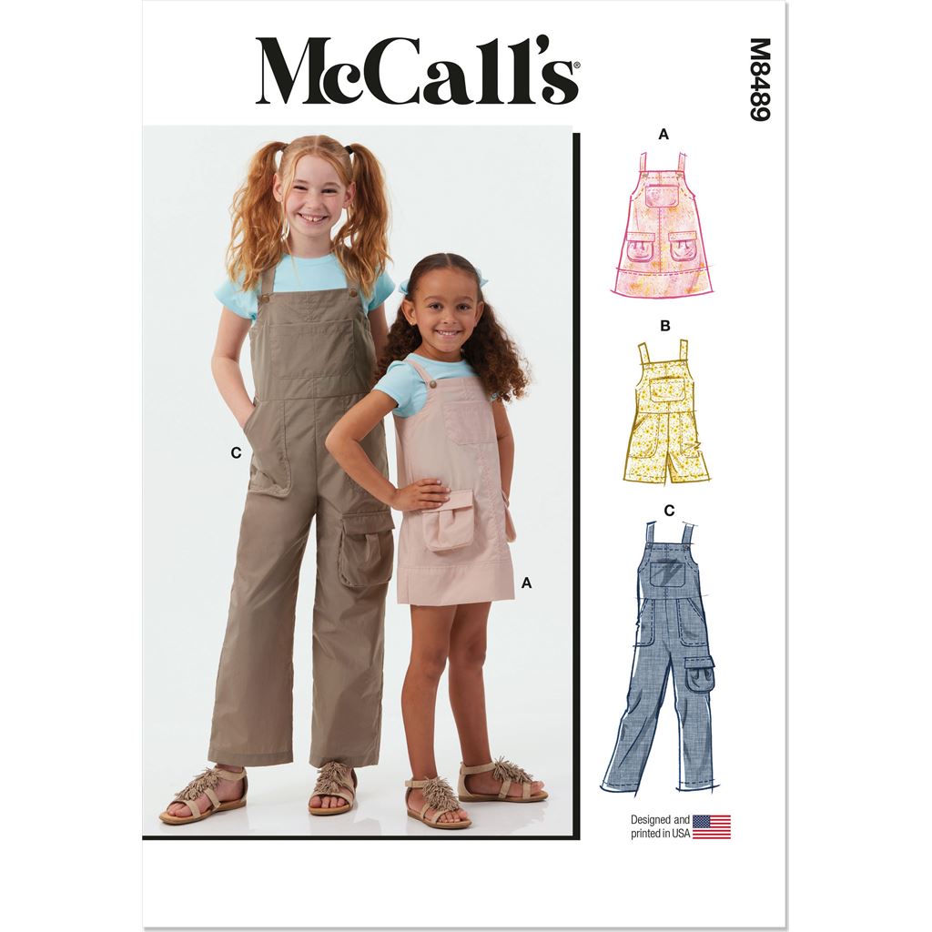 McCall's Pattern M8489 Childrens and Girls Pinafore and Overalls 8489 Image 1 From Patternsandplains.com