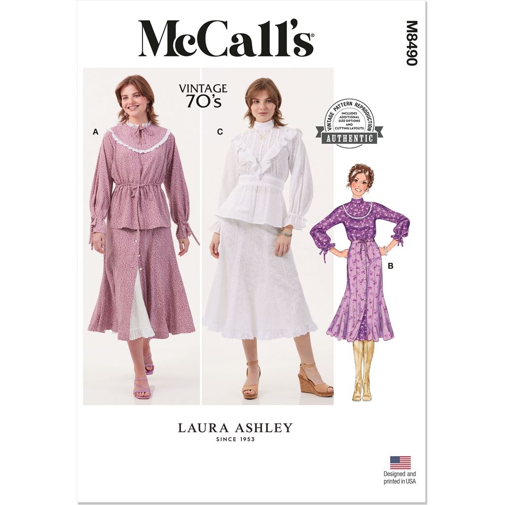 McCall's Pattern M8490 Misses Tops Skirt and Petticoat by Laura Ashley 8490 Image 1 From Patternsandplains.com