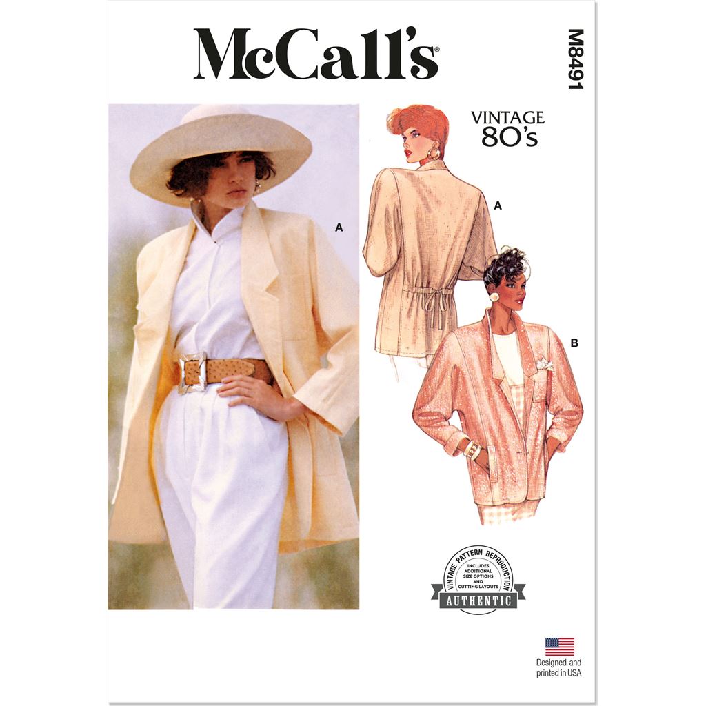 McCall's Pattern M8491 Misses Unlined Jacket 8491 Image 1 From Patternsandplains.com