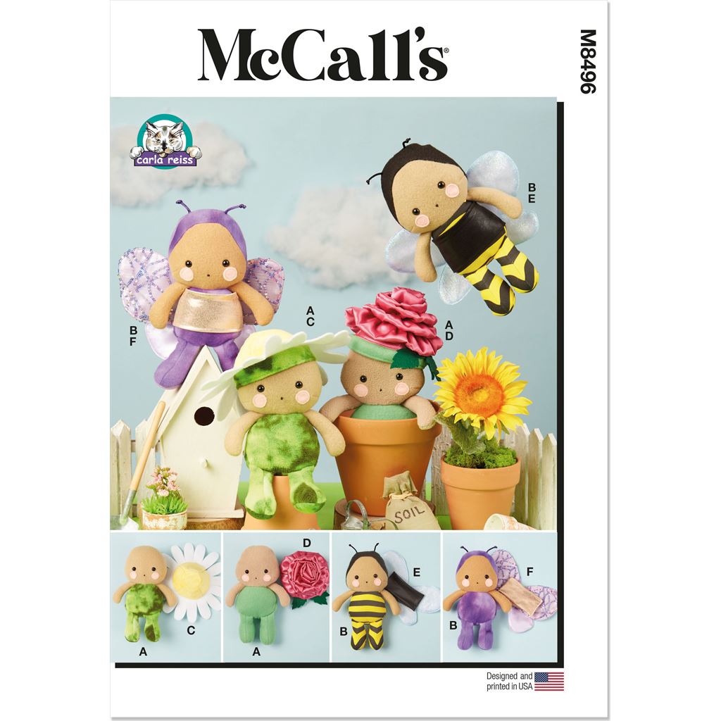 McCall's Pattern M8496 Plush Dolls and Accessories by Carla Reiss Design 8496 Image 1 From Patternsandplains.com