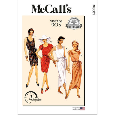 McCall's Pattern M8501 Misses Mock Sarong Dress in Two Lengths 8501 Image 1 From Patternsandplains.com