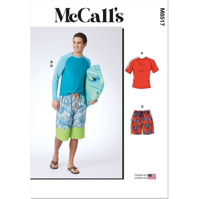 McCall's Pattern M8517 Mens Rashguards and Shorts 8517 Image 1 From Patternsandplains.com