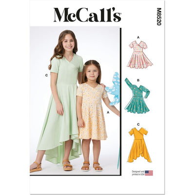 McCall's Pattern M8520 Childrens and Girls Knit Dresses 8520 Image 1 From Patternsandplains.com