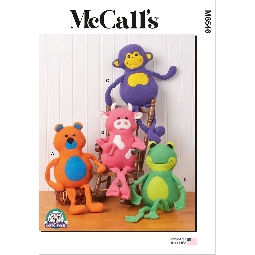 McCall's Pattern M8546 Plush Animals by Carla Reiss 8546 Image 1 From Patternsandplains.com