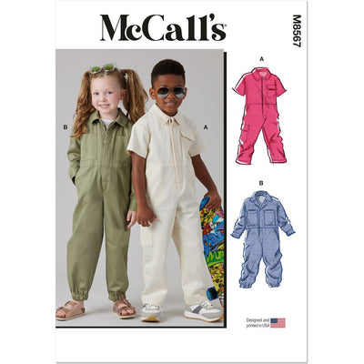 McCall's Pattern M8567 Childrens Jumpsuit with Sleeve Variations 8567 Image 1 From Patternsandplains.com