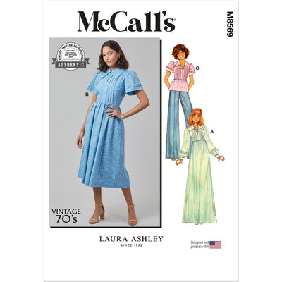 McCall's Pattern M8569 Misses Dress with Sleeve Variations and Top by Laura Ashley 8569 Image 1 From Patternsandplains.com