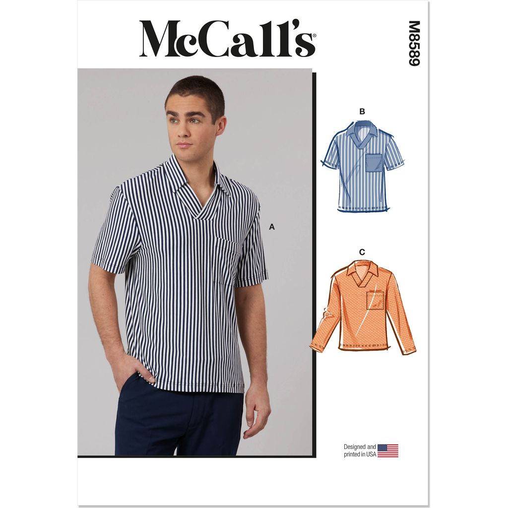 McCall's Pattern M8589 Mens Top with Sleeve Variations 8589 Image 1 From Patternsandplains.com